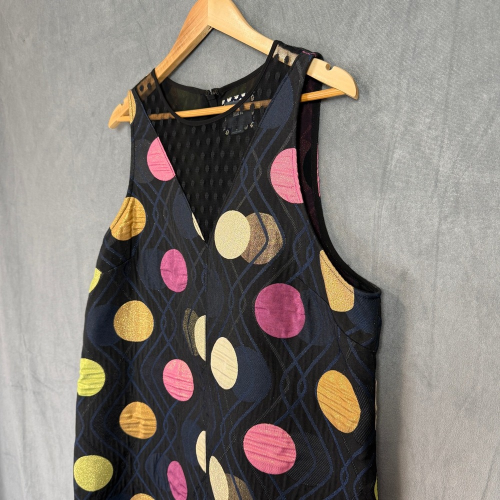 Maeve Multi-Color Metalic Polka-Dot Mesh Sleeveless Abstract Mini Dress Women XL - Picture 13 of 15